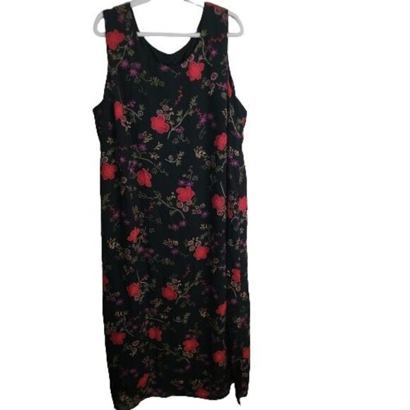 Rabbit Rabbit Rabbit Vintage Black Floral Maxi Dress Size 22W - Picture 1 of 5